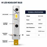 Ampoule de phare de voiture LED H1 6000K Blanc froid 35W 3200lm 12V Lampe de remplacement pour véhicule universel