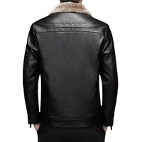 Veste en cuir de fausse fourrure noire d'hiver décontractée pour hommes Poches à fermeture éclair Manches longues Coupe-vent Vêtements de moto en peau de mouton Vestes