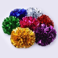 Pompons de cheerleading métalliques de 80g avec larges rubans, boules de cheerleader pour événements sportifs, esprit d'équipe et décoration de fête