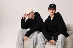 Custom LOGO Zipper 500GSM Heavy Weight Fashion Men's Hoodies Winter Casual Thick Cotton Men's <b>Top</b> Solid Color Hoodies Sweatshirt - Product Image 2