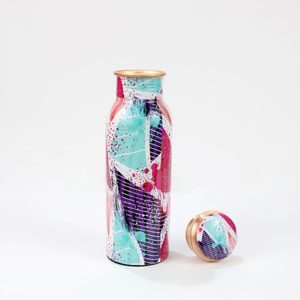 Botella de cobre impresa verde liso más vendida para beber y almacenar agua Botella de agua de cobre puro - Product Image 5