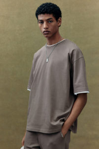 T-shirt en jersey de coton de haute qualité pour hommes, couleur beige foncé, ample, respirant, sport, élégant et formel, nouvel arrivage - Product Image 3