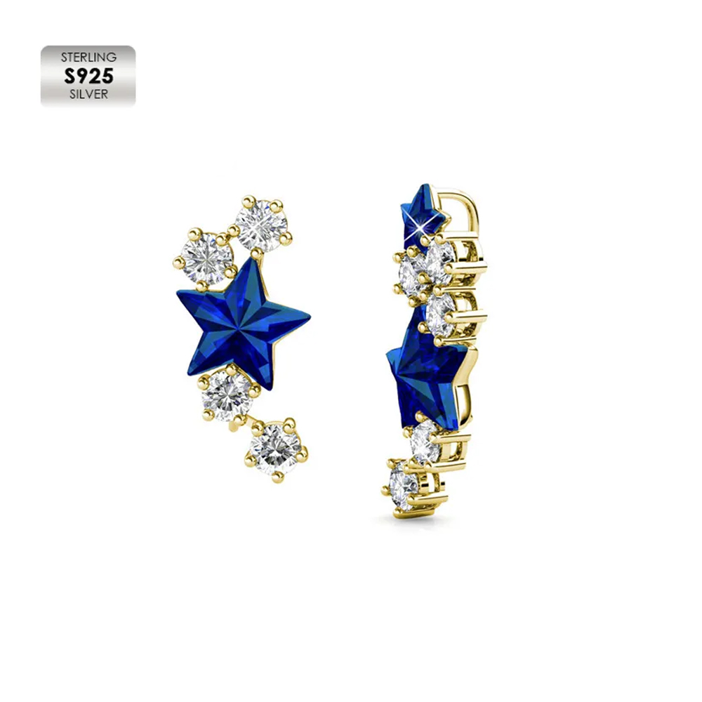 S925 Sterling Silver with 18K yellow gold plated gemstone ring