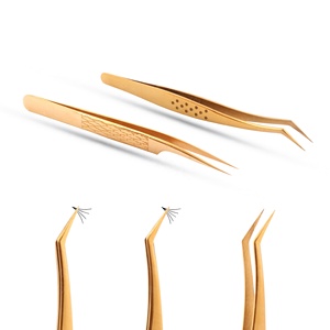 Wholesale Stainless Steel Eyelash Extension Tweezers Easy to Use Light Weight High Precision for <b>Makeup</b> Beauty Tool - Product Image 2