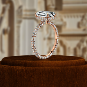 Anillo de compromiso con diamante cultivado en laboratorio de 1 quilate, corte esmeralda, pavé completo, certificado IGI, oro blanco de 14k, el mejor regalo para ella en su día especial. - Product Image 6