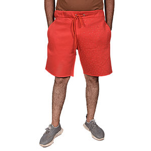 Pantalon en coton épais personnalisé ourlet brut plaine polaire Streetwear strass imprimé Shorts sport cordon Joggers Shorts oem - Product Image 6