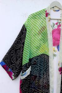 Chaqueta de Kimono de seda polivinílica de mezcla de seda Bata corta de seda polivinílica para mujer - Product Image 3