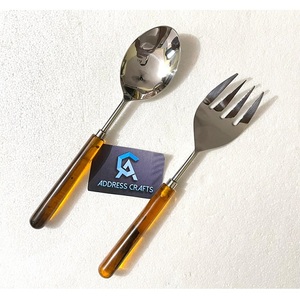 High Quality Stainless Steel <b>Salad</b> Server Set Resin Handle Kitchenware Resin Cutlery <b>Salad</b> <b>Spoon</b> Fork Set Tableware <b>Salad</b> Tools - Product Image 5
