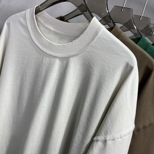 Camisetas de manga corta de alta calidad 100% algodón con hombros caídos y logotipo personalizado, camiseta desgastada para hombre, camiseta de gran tamaño para hombre - Product Image 5