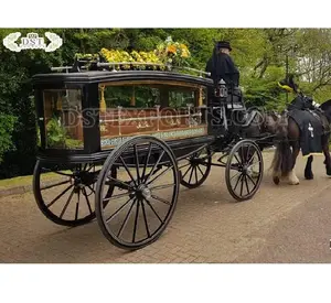 Corbillard à cheval noir exclusif pour le dernier tour Cercueil classique Chariot tiré par des chevaux Bahamas Fabricant de chariots funéraires personnalisés