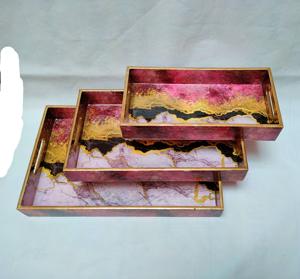 Bandeja de Servicio de Diseño con Recubrimiento de Esmalte de Madera MDF, Bandeja de Mesa de Alta Calidad para Hoteles y Restaurantes - Product Image 3