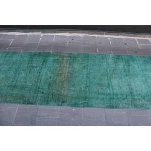 พรมขนาด 3.7x12.2 ฟุต, พรมวินเทจตุรกี, พรมขนสัตว์ลายดอกไม้สีเขียว - Product Image 3