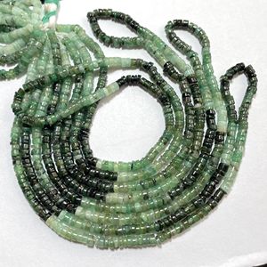 Cuentas redondas lisas de Esmeralda natural Heishi, forma de nivel de piedras preciosas naturales, precio al por mayor perforado en el centro - Product Image 4