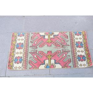 Turkish Small Rug 1.7x3.3 ft, Vintage <b>Red</b> Animal Print <b>Wool</b> Rug - Product Image 4