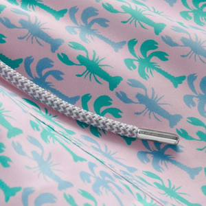 กางเกงว่ายน้ำชาย รีไซเคิล ลายปาล์มสีชมพูและเขียว แห้งเร็ว มีเชือกผูกเอวและกระเป๋า - Product Image 5