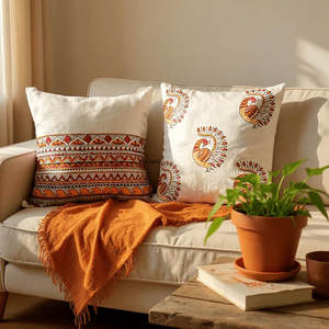 100% Pure Cotton Elegant Patterned <b>Cushion</b> <b>Cover</b> Premium Quality for Home & Office Interiors - Product Image 4