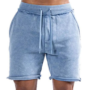 Pantalones cortos de lavado ácido de alto rendimiento para hombres Pantalones cortos de cintura con cordón de peso pesado de último diseño para hombres - Product Image 1