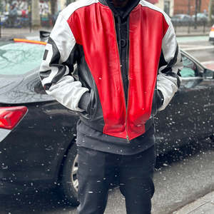 แจ็คเก็ตวิทยาลัยแบบวินเทจ แขนหนังปักโลโก้ตามสั่ง ผ้าขนสัตว์ผสมขนแกะ แจ็คเก็ตเบสบอลวิทยาลัยสำหรับผู้ชาย - Product Image 6