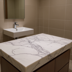 Plans de travail personnalisés pour cuisines et salles de bain en quartz Calacatta, comptoirs en pierre naturelle Carrara Calacata, découpe préfabriquée pour projets hôteliers - Product Image 3