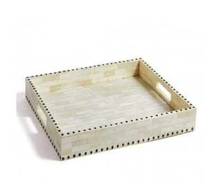 Bandeja de servicio de lujo con incrustaciones de hueso de diseño clásico para decoración de mesa, bandeja de servicio rectangular con incrustaciones de hueso para el hogar - Product Image 5