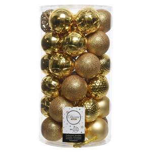 Ensemble de 37 boules de Noël en plastique doré Amicasa (6 cm) 9020800 Boules de Noël et décorations d'arbre pour décorations festives - Product Image 1