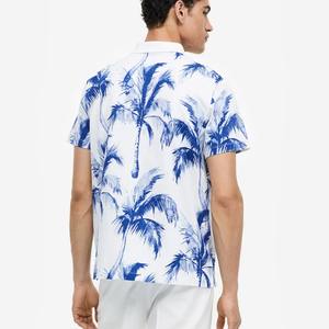 เสื้อโปโลสำหรับผู้ชายแบบลำลองเสื้อโปโลผ้าฝ้าย100% แขนสั้นระบายอากาศพิมพ์ลายเขตร้อน - Product Image 5