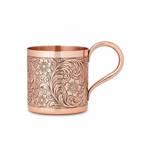 Mug à Moscow Mule en cuivre pur moderne, martelé à la main, artisanal, en cuivre massif, pour bière et cocktails, avec poignée, meilleur prix - Product Image 6