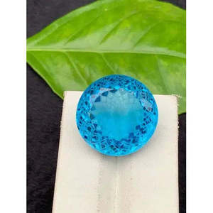 Topaze naturelle suisse bleue sans défaut de qualité AAA+ 29,8 carats certifiée GIE, taille ronde, pierre précieuse non montée, Gem141 - Product Image 2