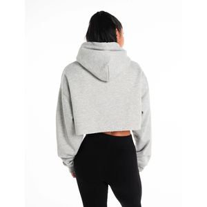 Logo personnalisé fabriqué en usine matière lourde vêtements pour femmes sweat à capuche court ajusté à manches longues haut court fitness à capuche - Product Image 6