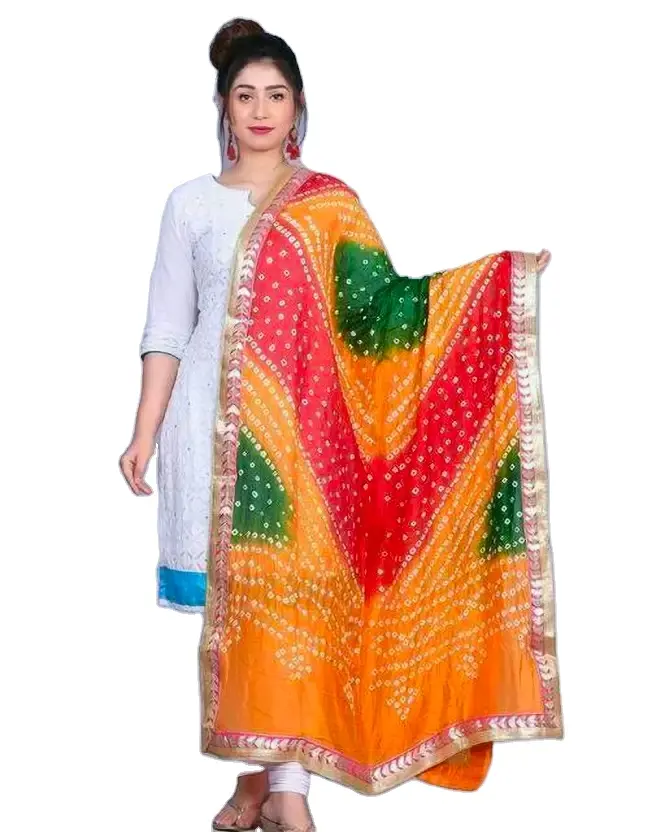 Rajasthani Bhandhej Dupatta Chundadi Sjaal Punjabi Pak Dupatta Ptola Dupatta Bruidsmeisje Cadeau, Cadeau Voor Haar, Terugkeer Gunst