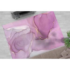 Alfombra de Mármol Rosa: Detalles en Dorado, Alfombra Contemporánea Antideslizante, con Pelo Suave - Product Image 1