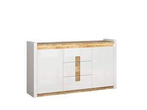 <span class=keywords><strong>2</strong></span> kapı, <span class=keywords><strong>3</strong></span> çekmece ve LED ışıkları ile katı ahşap Parritha parlak beyaz depolama büfe. - Product Image 2