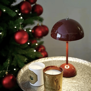 Lámpara de mesa Juso Home Mushroom, pequeña, de cerámica blanca con cuerpo de metal, LED, táctil, regulable, funciona con pilas, para dormitorios, diseño moderno. - Product Image 5