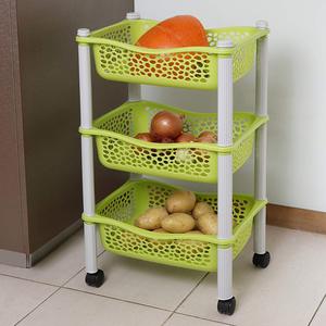 Yellow Sturdy Durable Heavy Duty Rolling Cart for Kitchen Office Bathroom Storage Trolley 3 Tier <strong>Vegetable</strong> <strong>Rack</strong> <strong>on</strong> <strong>Wheels</strong> - Product Image 2