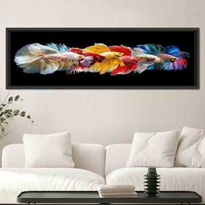 Impresión en lienzo de pez Betta vibrante: arte abstracto para pared de vidrio, lienzo con marco negro - Product Image 1
