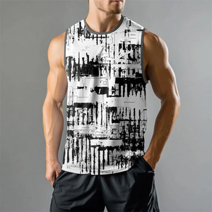 Camouflage Stripe Graphic Gym Débardeur Pour Hommes D'été Quotidien Casual Mode Haut Sans Manches Lâche Respirant Fitness Lâche T-shirts - Product Image 3