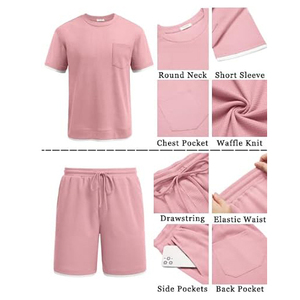 Summer New Men's Casual Breathable Shorts Sets Solid Print Short T Shirt Shorts Solid Tracksuit 2 Piece Set Brand - Product Image 6