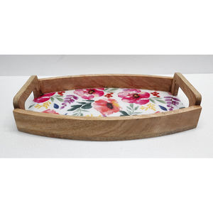 Bandeja de servicio de forma ovalada de Metal de hierro con acabado esmaltado Calcomanía para el hogar y hoteles bandeja de servicio de comida hecha a mano a granel - Product Image 4