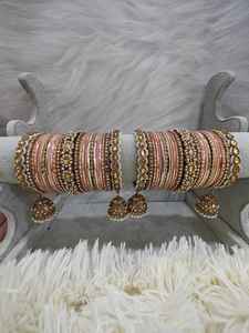 Latest Collection Handmade <b>Women</b> Bridal Churiyan Bangles <b>Pearl</b> Trendy Geometric Design Customizable Colors Sizes Available <b>for</b> - Product Image 4