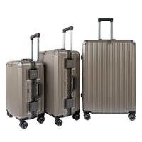 Ensemble de valises rigides de luxe durables en aluminium à 3 pièces, 4 roues, légères, résistantes à l'eau, avec serrure TSA et roulettes pivotantes à 360°