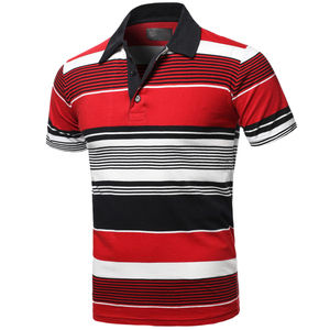 Logotipo bordado personalizado 100% algodón logotipo bordado personalizado tendencia hombres Golf negocios Polo uniforme tira Color Polo camisa - Product Image 2