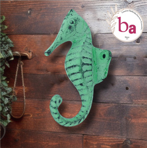 Vente en gros Manteau et chapeau muraux cheval de mer vert en détresse Porte-clés Cintre Matériau en fonte Prix très bon marché disponible - Product Image 2