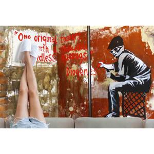 Tapis en chenille Banksy Art : motif Graffiti Boy, tapis antidérapant, tapis fin non tissé - Product Image 2