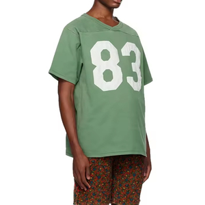 เสื้อยืดผู้ชายสไตล์วินเทจ ผ้าหนาสองชั้น พิมพ์ลาย DTG แบบกำหนดเอง ลายเรียบ ผ้าคอตตอนถัก คอวี แขนสั้น ทรงโอเวอร์ไซส์ - Product Image 5