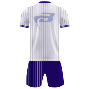 Maillot de football imprimé léger à séchage rapide, ensemble maillot et short de football blanc et bleu, col en V - Product Image 2