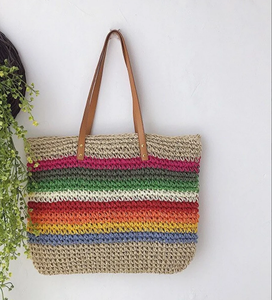 Bolsa de Mano Tejida a Mano de Alta Calidad para Mujer, Color Arcoíris, Bolsa de Paja, Bolsa de Playa de Macramé, Directamente del Proveedor Indio - Product Image 2