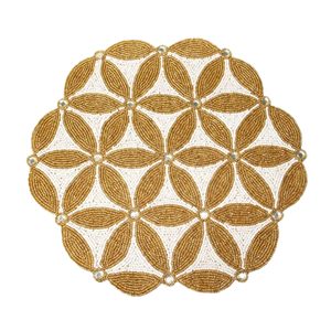High Quality Handmade Eco-Friendly Durable Vintage Beaded <b>Round</b> <b>Placemat</b> for Home Wedding Parties - Product Image 1