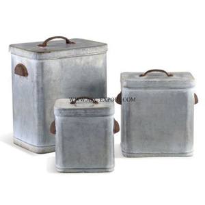 Contenedores de almacenamiento de alimentos para el hogar galvanizados de Metal con recubrimiento de polvo negro Juego de 4 contenedores de almacenamiento de azúcar y café de té de harina a la venta - Product Image 3