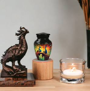 Colorful Peacock Feather Urn Beauty Memorial <b>for</b> Human <b>Ashes</b> Nature Inspired Wildlife Urn Spiritual Tribute Peacock Funeral Urn - Product Image 4