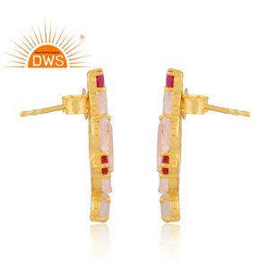 ต่างหูสตั๊ดอัญมณีหลายเม็ดทำจากเงินสเตอริงธรรมชาติเครื่องประดับตามสั่งสำหรับเป็นของขวัญสำหรับผู้หญิง - Product Image 3